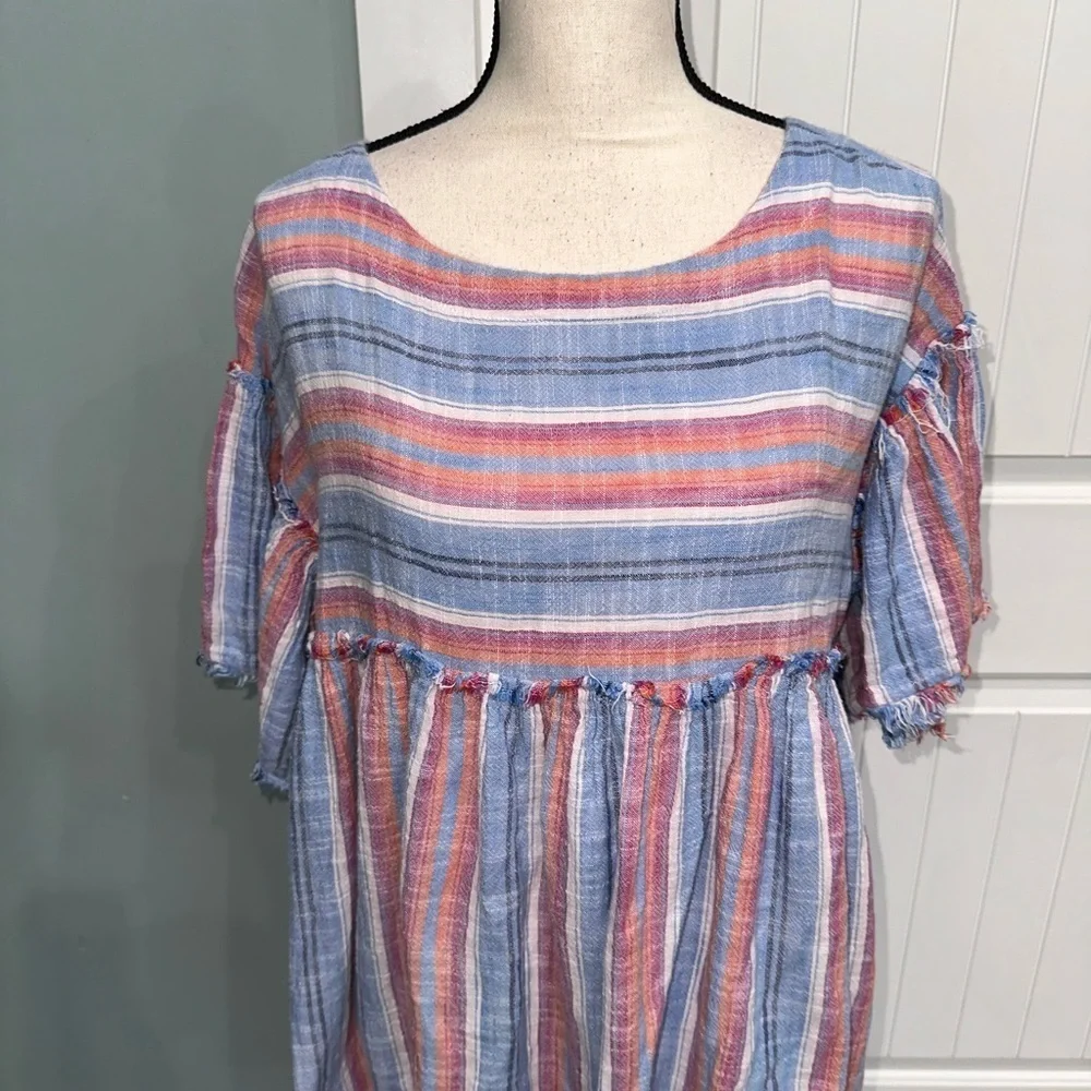 Free People Summer Nights Striped Cotton Tunic size XS